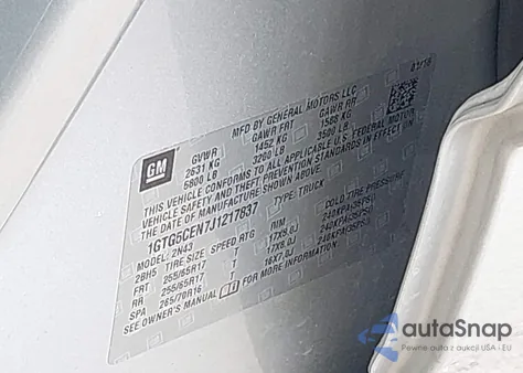 2018 GMC Canyon Sle z USA, uszkodzony, nr VIN 1GTG5CEN7J1217837